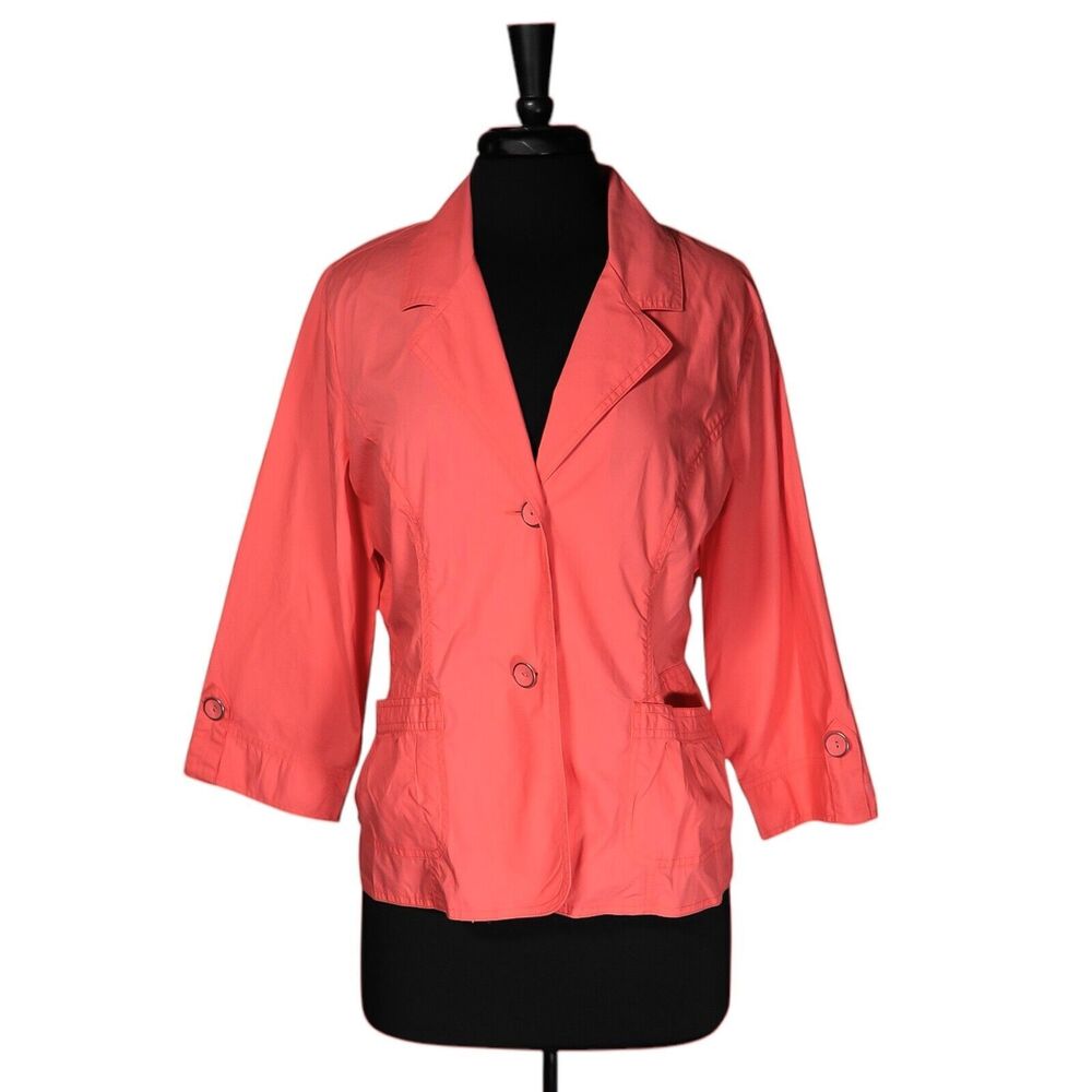 Chico's Women's Blazer Salmon Pink Two Button Lightweight Jacket Size 2 L/12 NWT